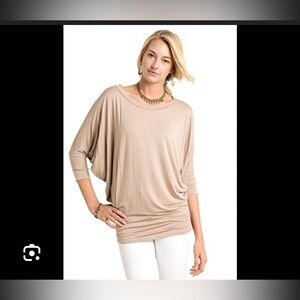 Vanilla Bay Solid Knit Boat Neck Top Taupe, size large